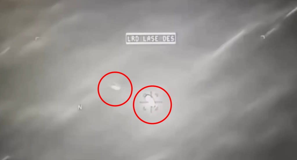 The Hellfire missile struck the unknown object — which proceeded to fly without issue despite the impact.