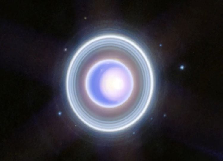 Uranus Mission Concept CASMIUS to Probe Ice Giant Secrets Image of Uranus taken by NASA's James Webb Space Telescope's Near-Infrared Camera (NIRCam). Along with the rings, this image also shows nine of Uranus' 27 moons. (Credit: NASA, ESA, CSA, STScI)