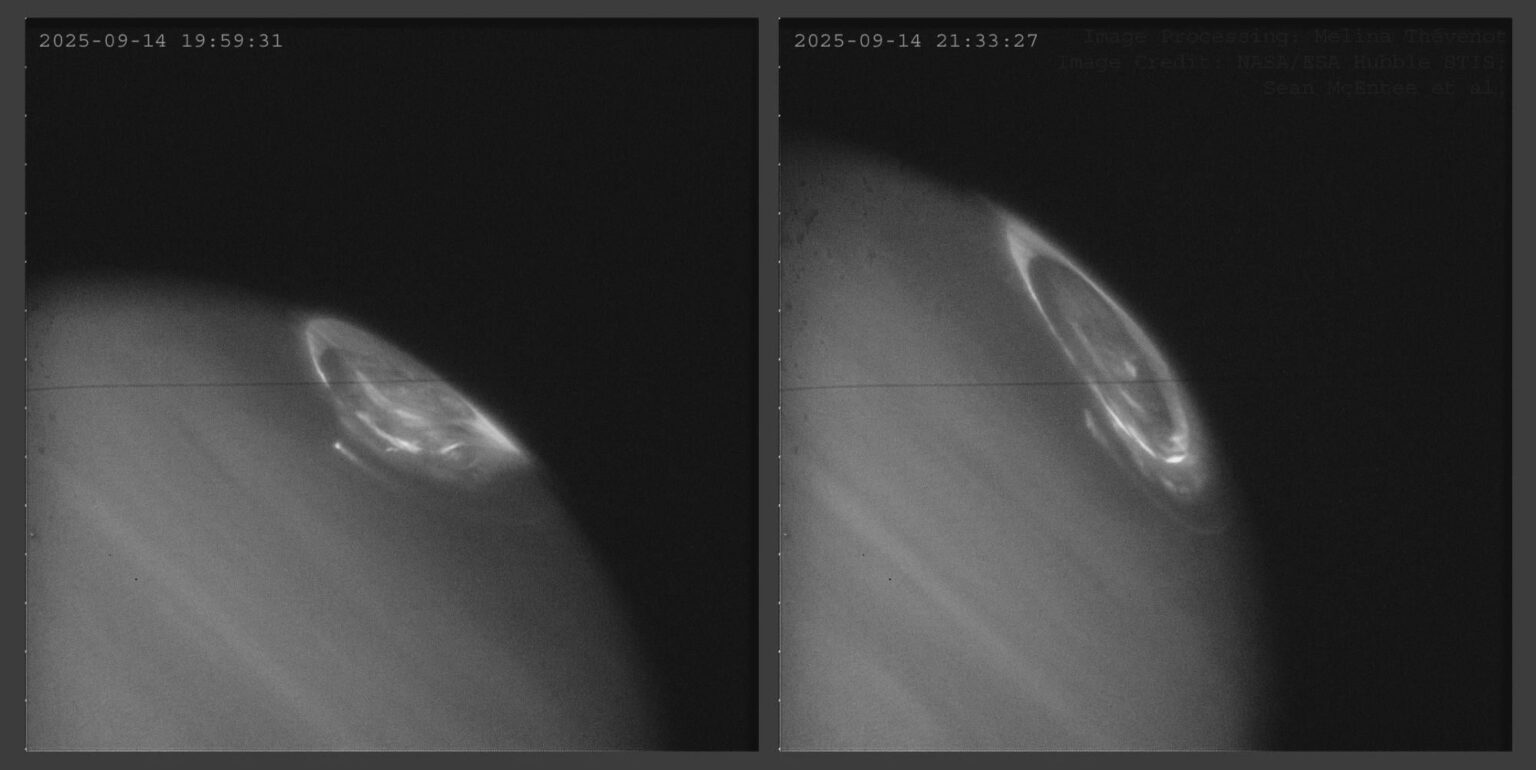 North aurora on Jupiter from last year in September (released yesterday). Processed by Melina Thévenot