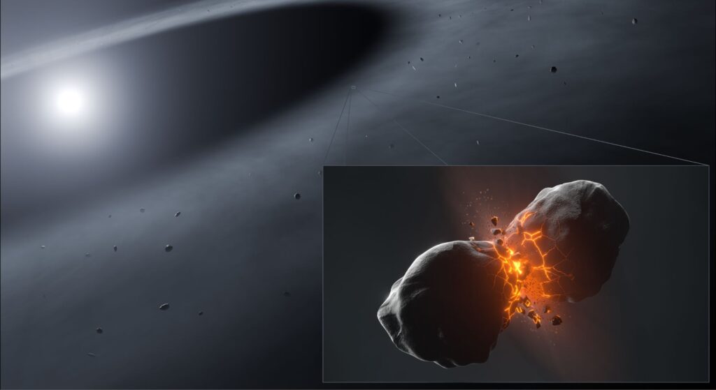 Astronomers discover huge dust clouds from violent collisions around nearby star