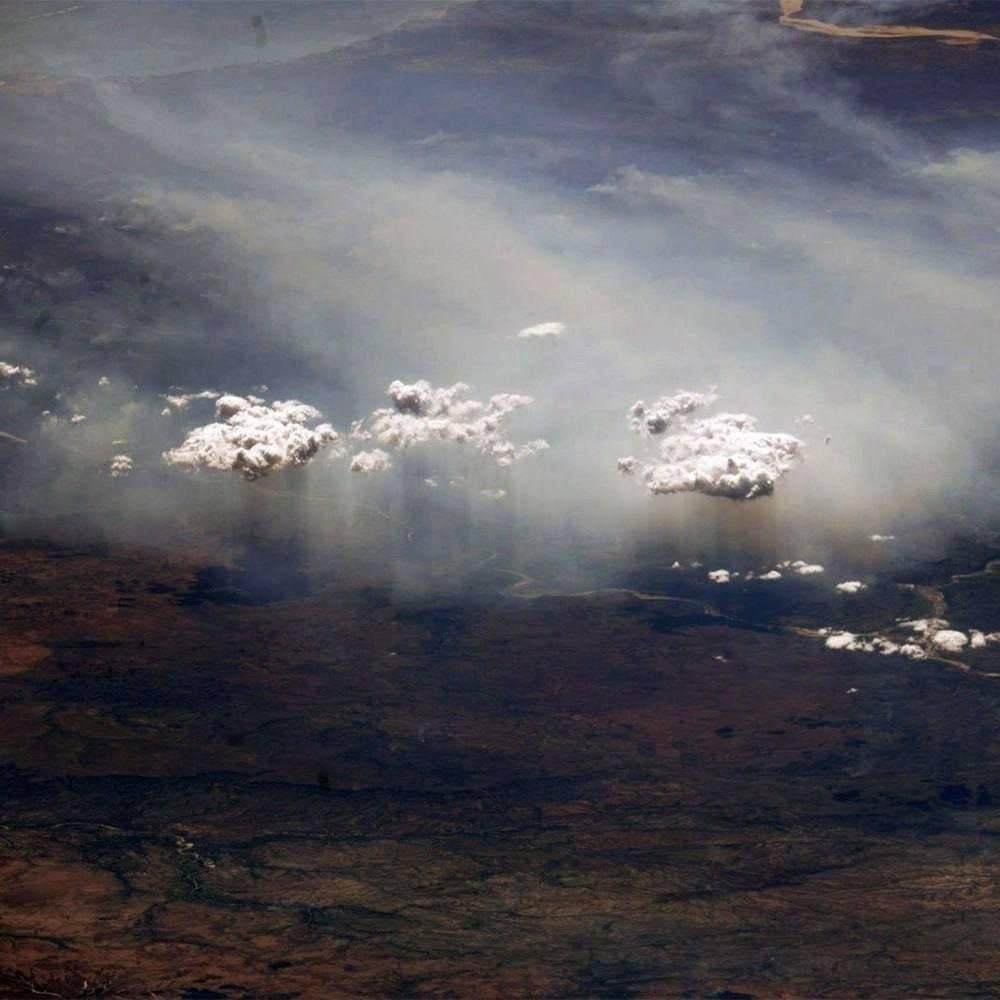 An image of wildfire Pyrocumulus clouds captured by Earth observing satellites
