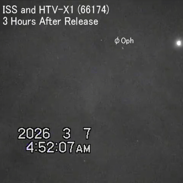 ISS and HTV-X spacecraft fly side-by-side