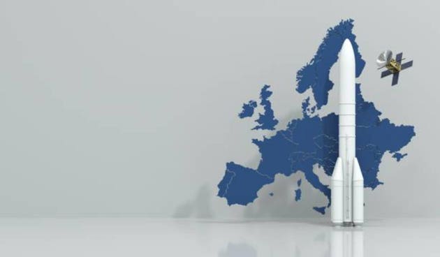 European space merger plan faces pushback from smaller satellite makers European rocket with satellite in front of the europe map