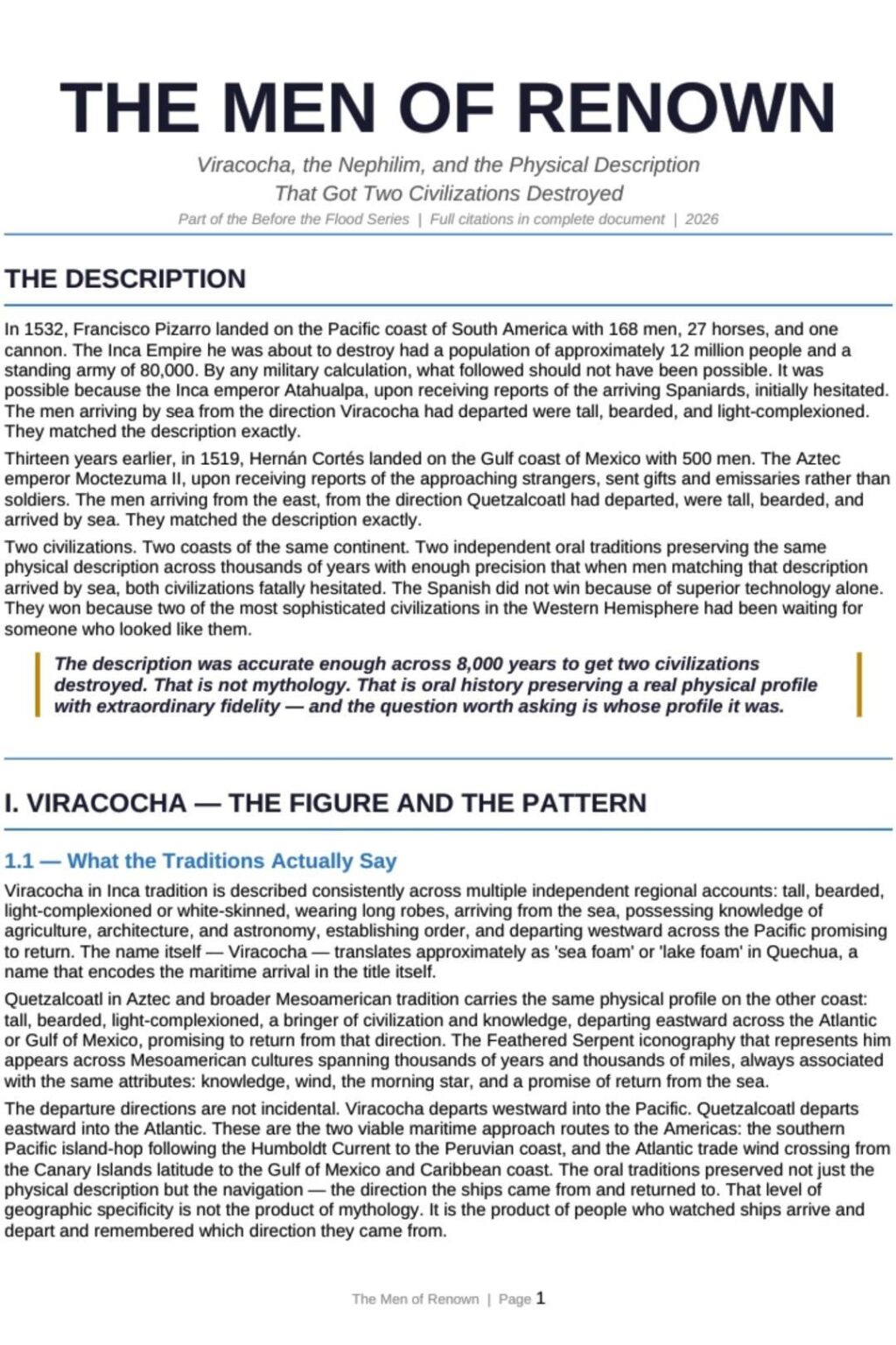 Viracocha, the Nephilim, and the Physical Description That Got Two Civilizations Destroyed "Viracocha, the Nephilim, and the Physical Description That Got Two Civilizations Destroyed"