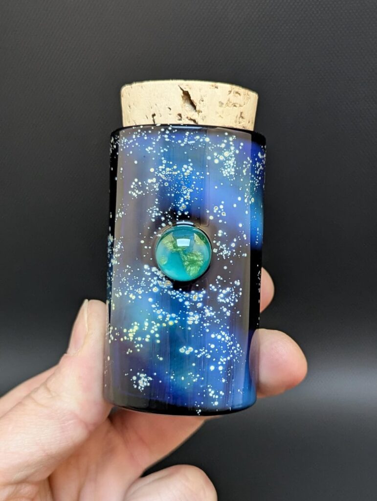 Space jar with Earth marble that I made.