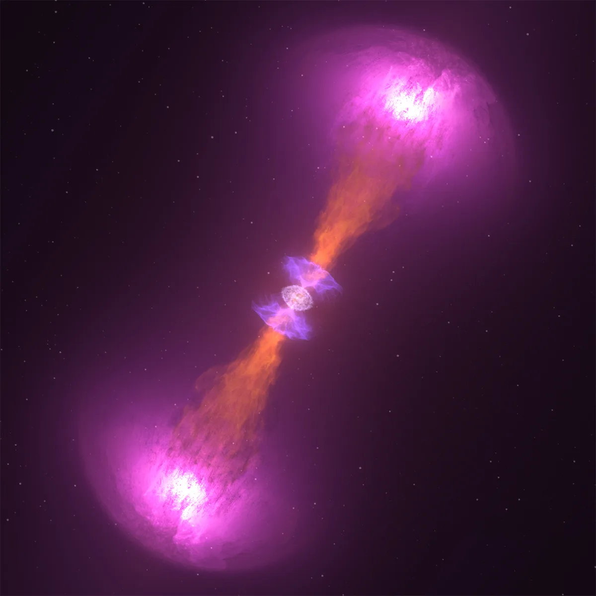 Artist's impression showing two neutron stars colliding, with expanding debris from a kilonova. Credit: NASA's Goddard Space Flight Center/CI Lab