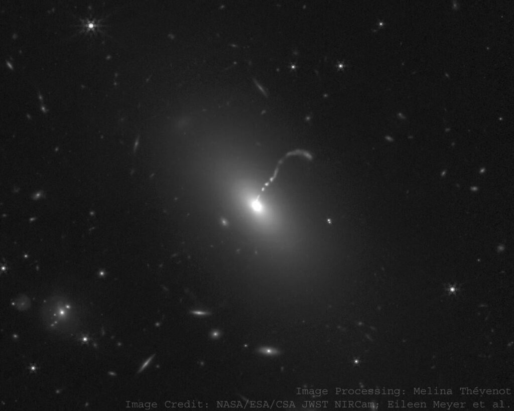 Galaxy with a jet (4C 00.58) seen by JWST