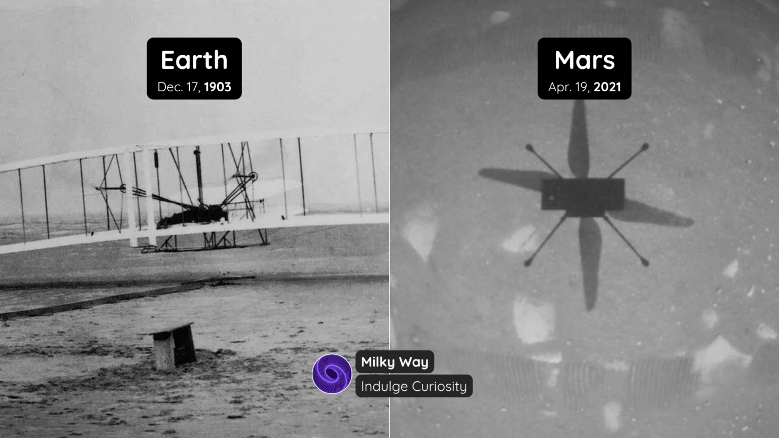 First powered flight on 2 planets