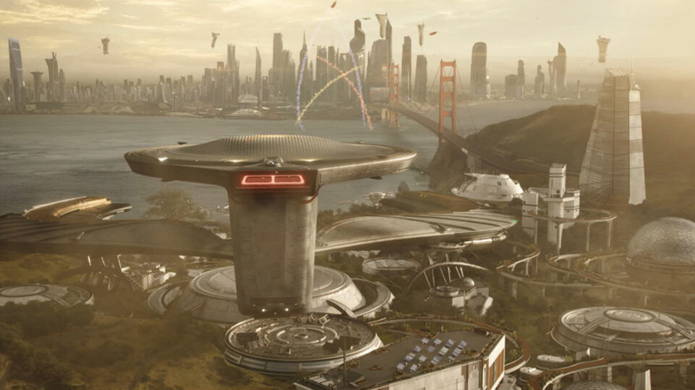 A glory shot of the Starfleet Academy campus on Star Trek: Starfleet Academy