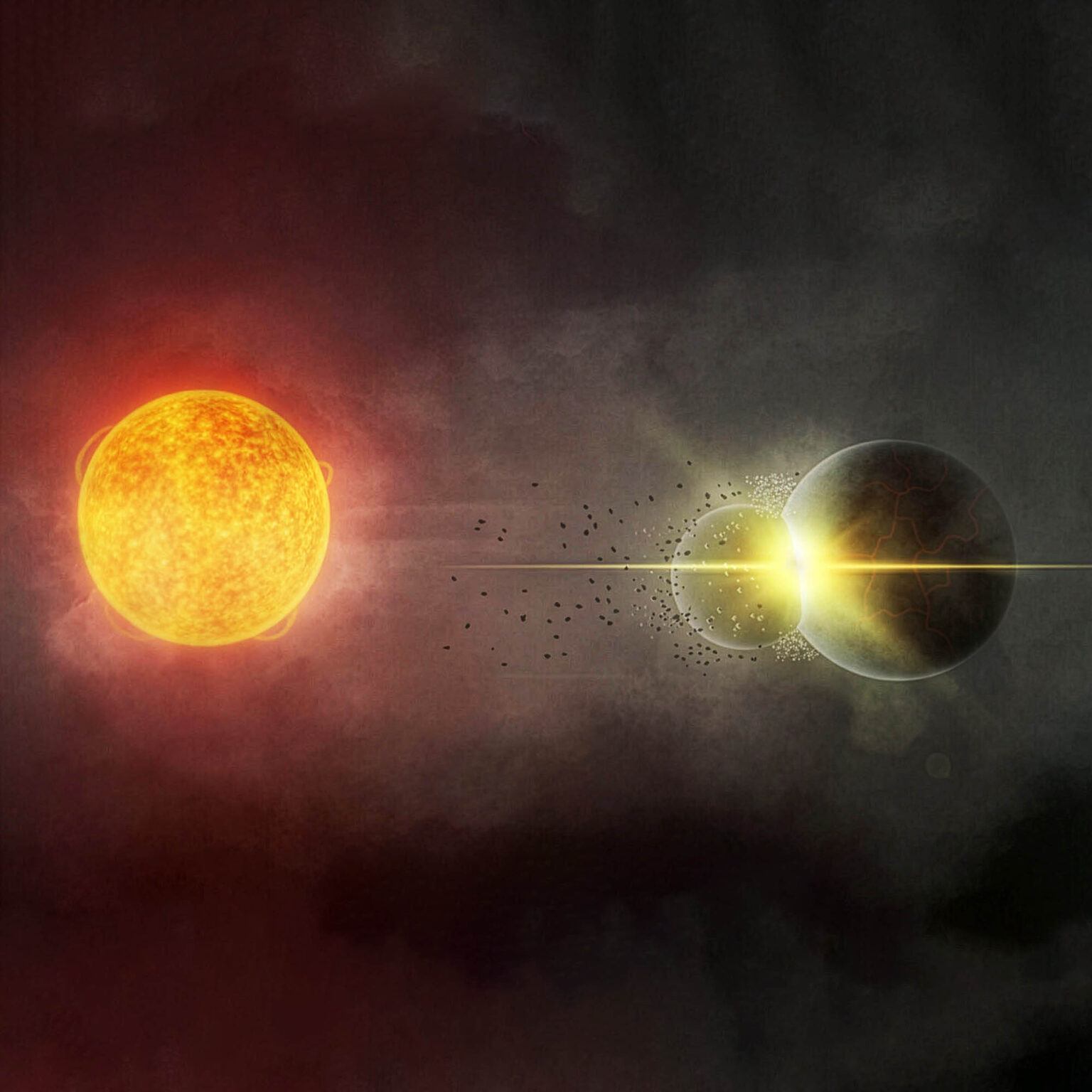 Astronomers capture a violent collision between two young planets