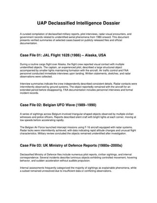 UAP Declassified Case Files (1980–Present): Intelligence Summary Dossier