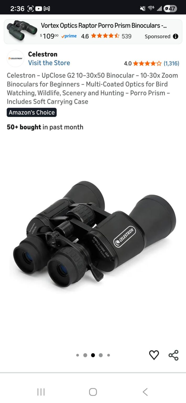 Wanting to get into astronomy have books being delivered. Anyone recommend a pair of binoculars for 100 bucks or less? Was looking at these. Ty