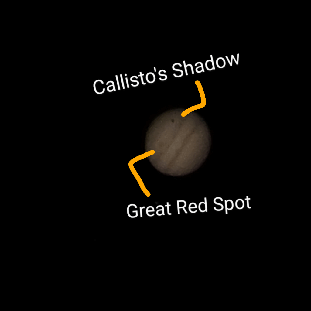 Great Red Spot and Callisto’s shadow on Jupiter Great Red Spot and Callisto's shadow on Jupiter