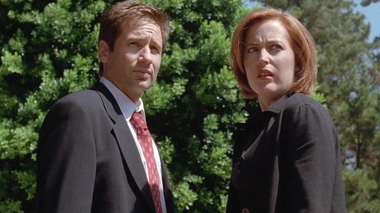 Mulder and Scully frowning in 