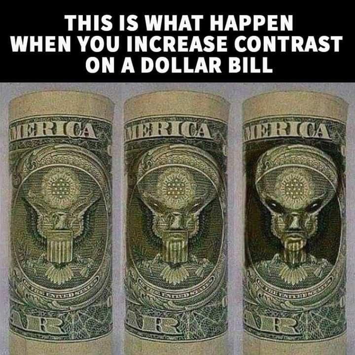 Hello for me america believes in one god as they mention in the $ but that god is the alien this is my theory