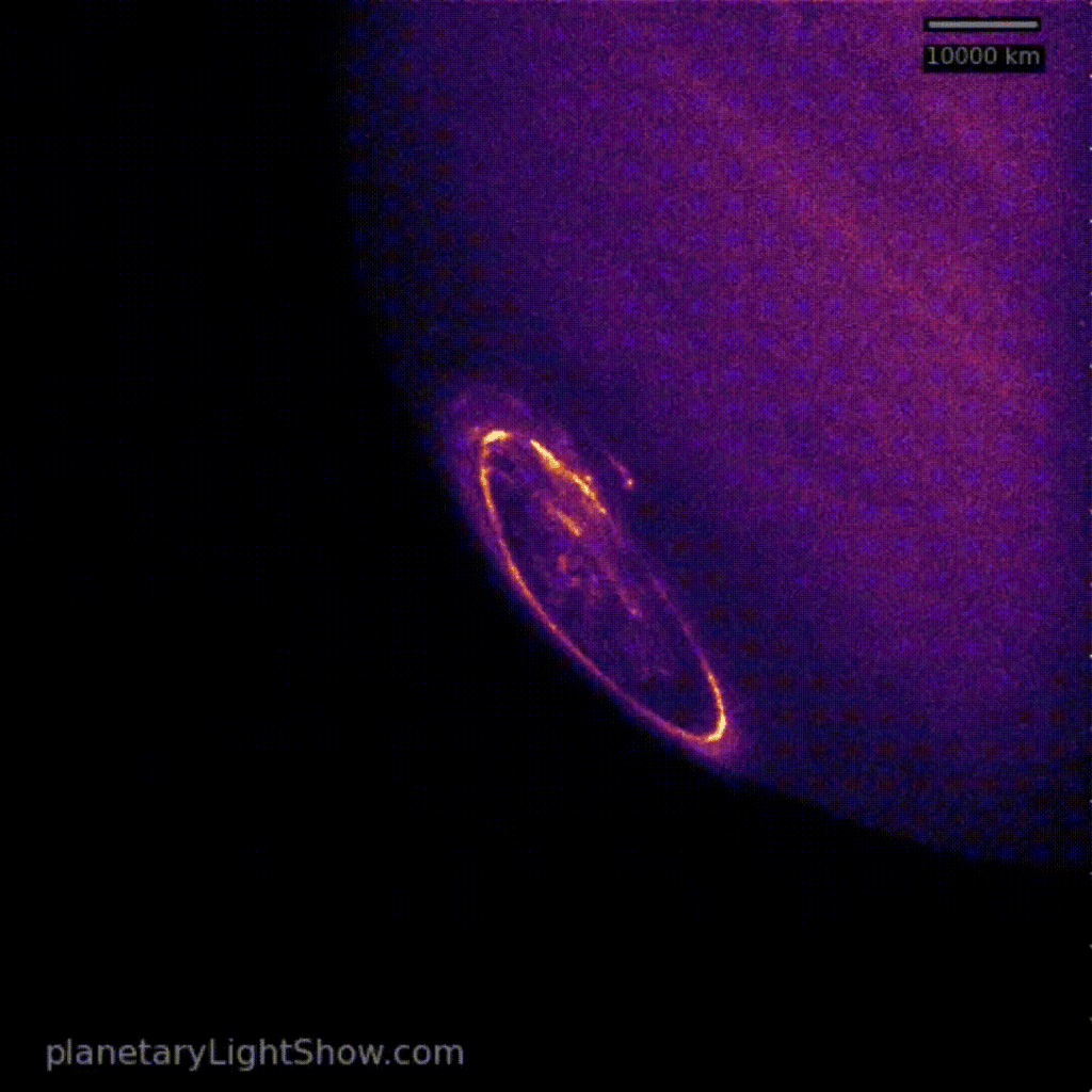 Animated versions from the previous images of north aurora on Jupiter from last year.