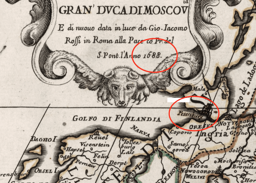 What is Saint Petersburg (1703) doing on this map from 1688?