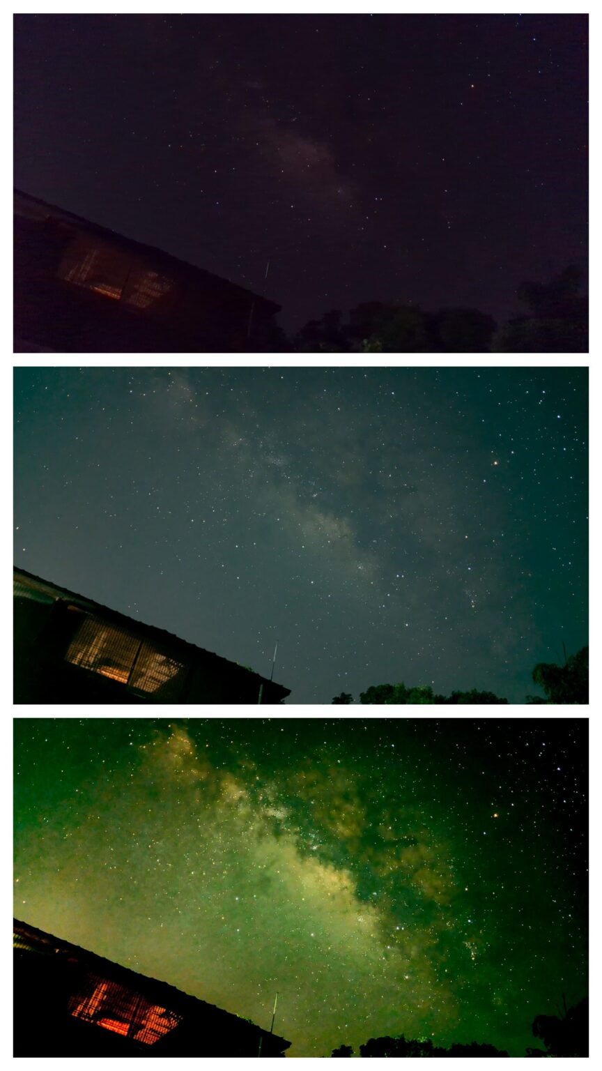 Milkyway to naked eye vs long exposure vs post processed