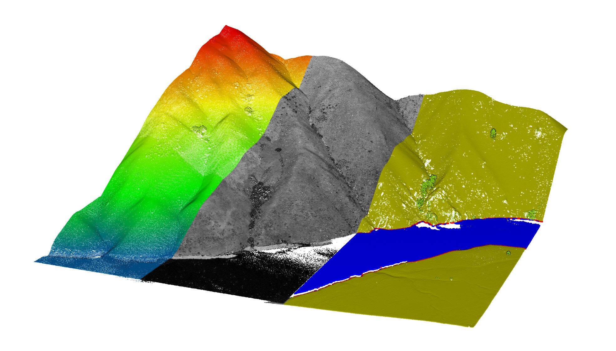 LiDAR map that shows topography of a small area on Earth's surface
