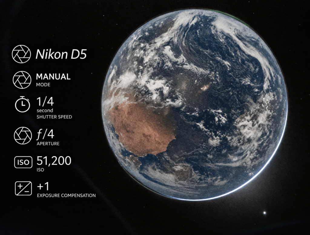 Earth pic taken by Orion Astronaut Reid Wiseman ( Gear info from Metadata )