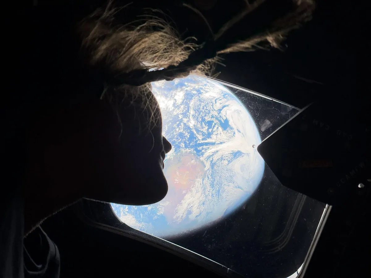 NASA astronaut and Artemis II mission specialist Christina Koch looks back at Earth during the Artemis II mission, shortly after launch, 2 April 2026. Credit: NASA