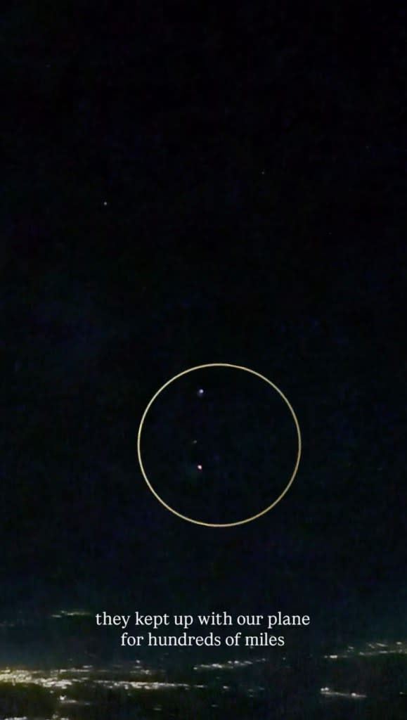 The orbs, Musgraves continued, were “intermittently coming and going” and, at times, would change brightness, color and size. spaceykacey/Instagram