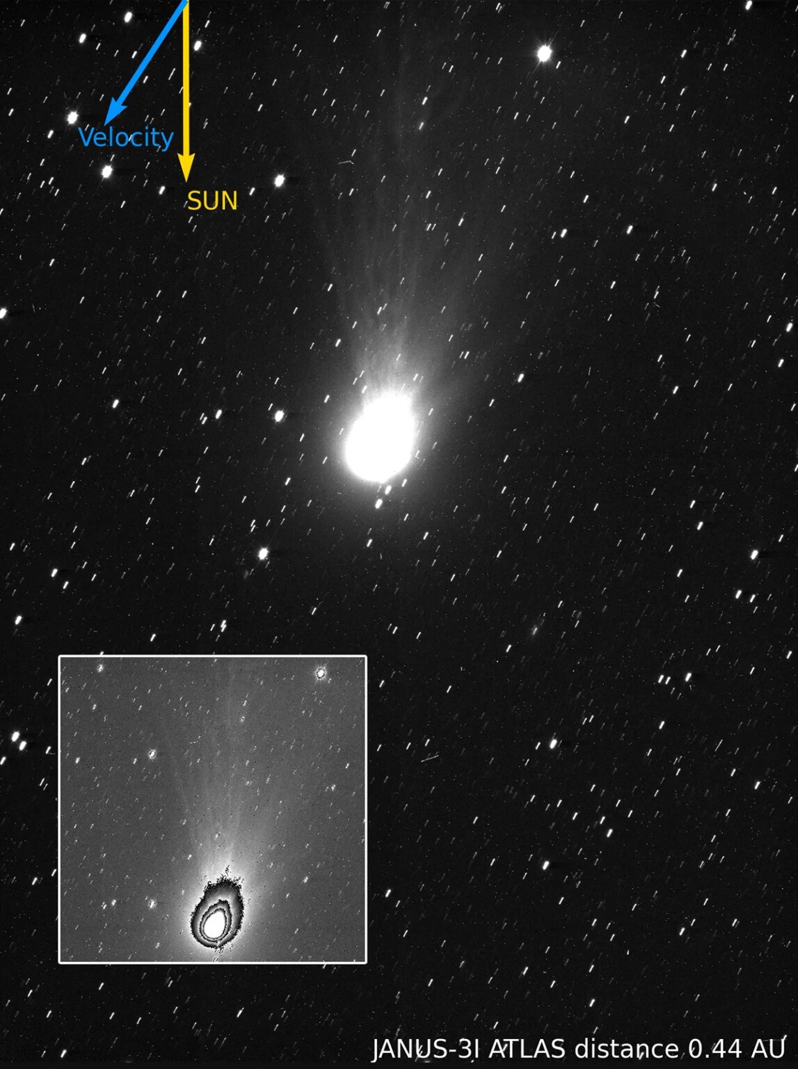 Interstellar comet 3I/ATLAS spewed 70 swimming pools of water every day as it flew past the Sun Image of comet 3I/ATLAS on 6 November 2025, captured by ESA's Juice spacecraft's JANUS science camera. Credit: ESA/Juice/JANUS