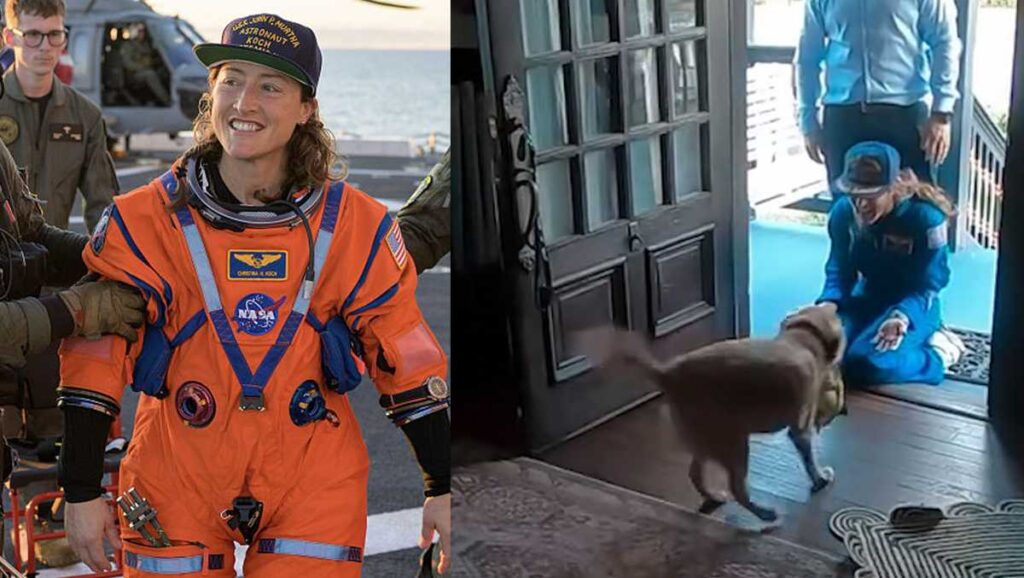 NASA astronaut’s dog ‘over the moon’ for her return