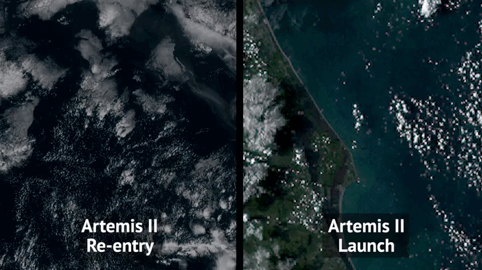 Weather satellites were able to see the Artemis II launch and re-entry.