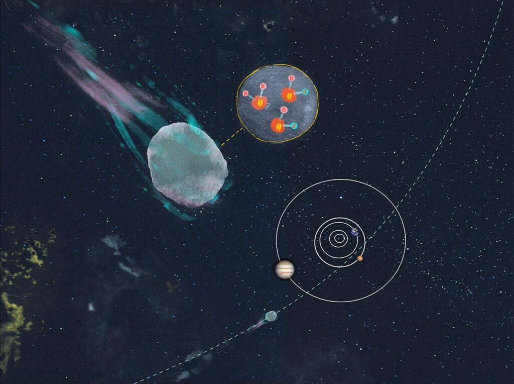 A study of comet 3I/ATLAS led by the University of Michigan shows its water has a high content of deuterium. Credit: U-M News/Hans Anderson