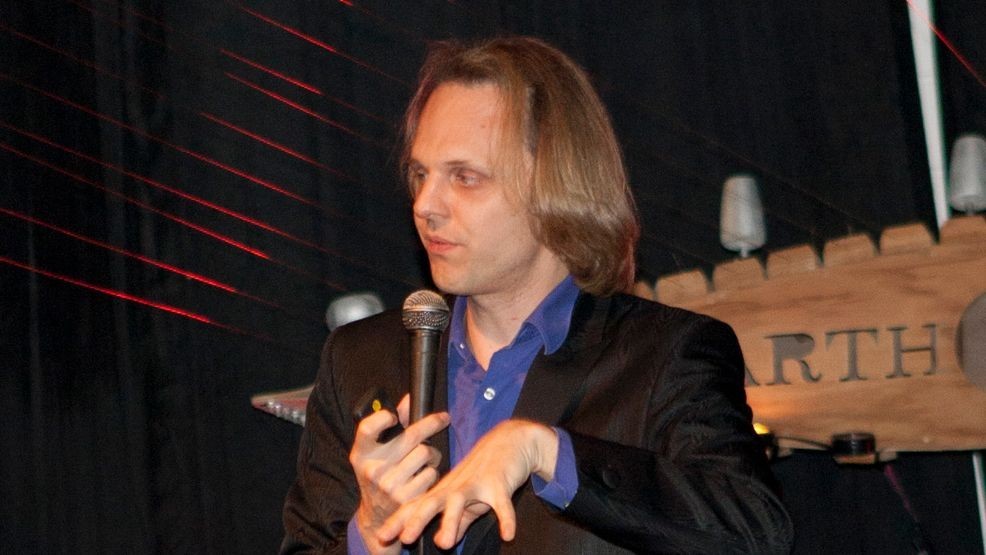 VENICE, CA - MARCH 01:  David Wilcock speaks at LEAP Superstar Soiree on March 1, 2012 in Venice, California.  (Photo by Michael Bezjian/WireImage)