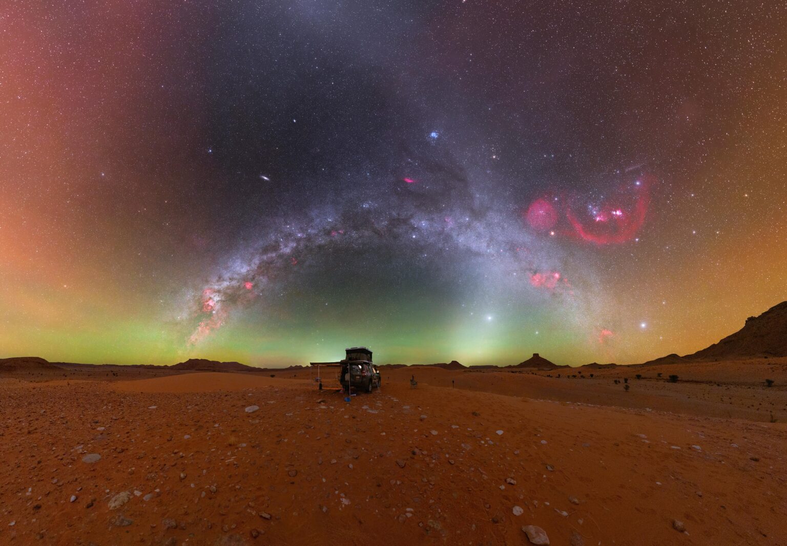 Galactic arch over my Sahara camp, lit by airglow