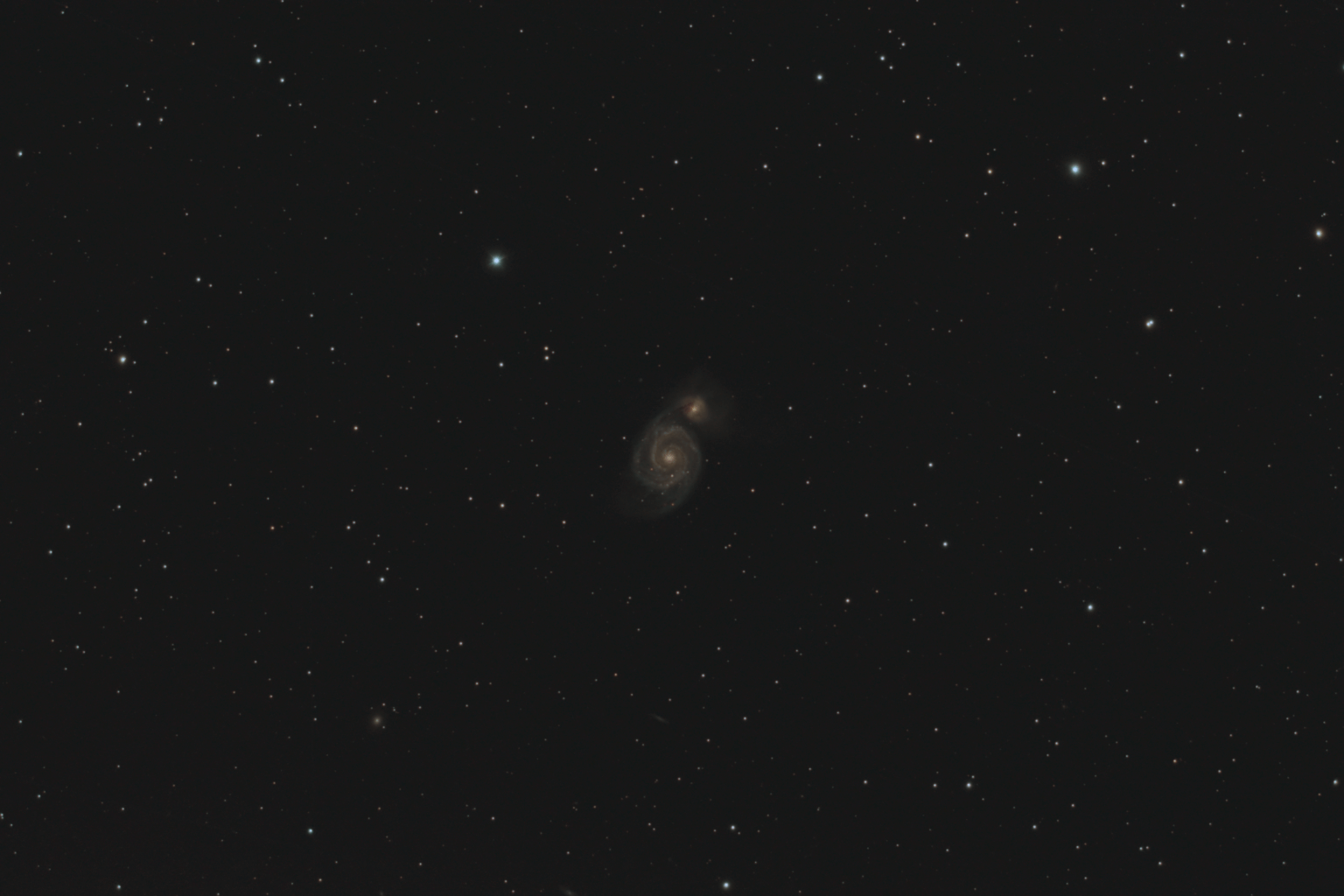 M 51; Interacting galaxy pair in Canes Venatici