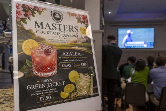 Holywood Golf Club members watch the final day of the US Masters 2026