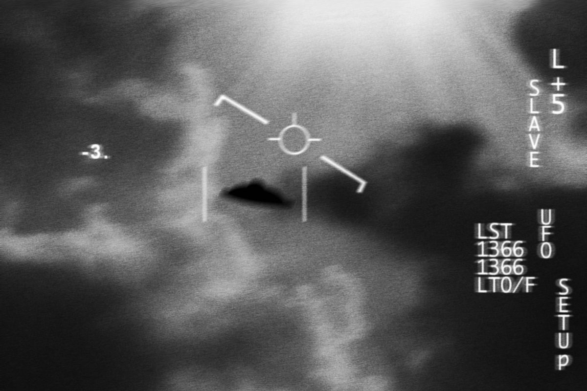 UFO spaceship at night as mystery object seen in sky