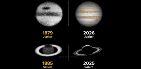 Our first view of jupiter VS today