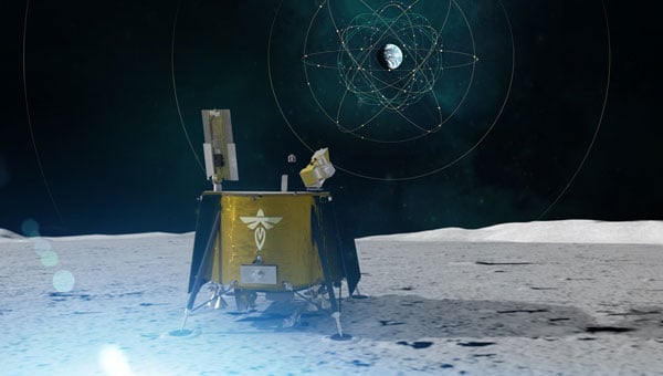 Galileo’s LuGRE proven for Moon navigation Artists concept rendering of LuGRE aboard the Blue Ghost lunar lander receiving signals from Earth's GNSS constellations. (Image: NASA/Dave Ryan)
