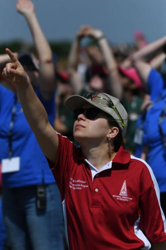 NASA student launch 4 student points up.JPG