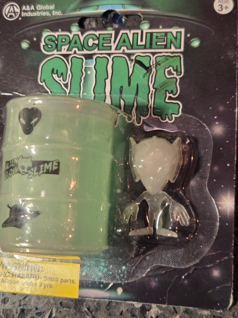 Interesting fact I noticed: the alien in the "Alien Slime" toy my son won at an arcade today is loosely based off the Kelly–Hopkinsville encounter