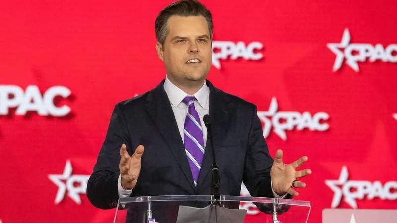 Former congressman Matt Gaetz said 'alien breeding programs' are spread across the county.mega