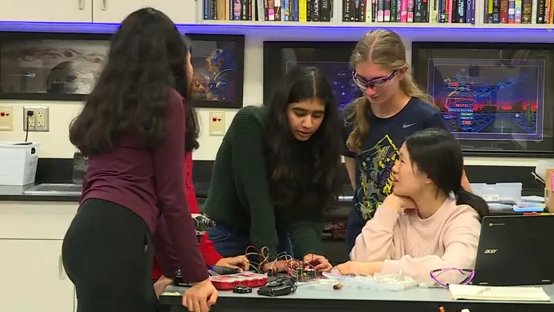 Some team members from an all-girls group of freshmen from a Beaverton high school who were selected by NASA to create an experiment to bring into space. April 24, 2026 (KOIN).