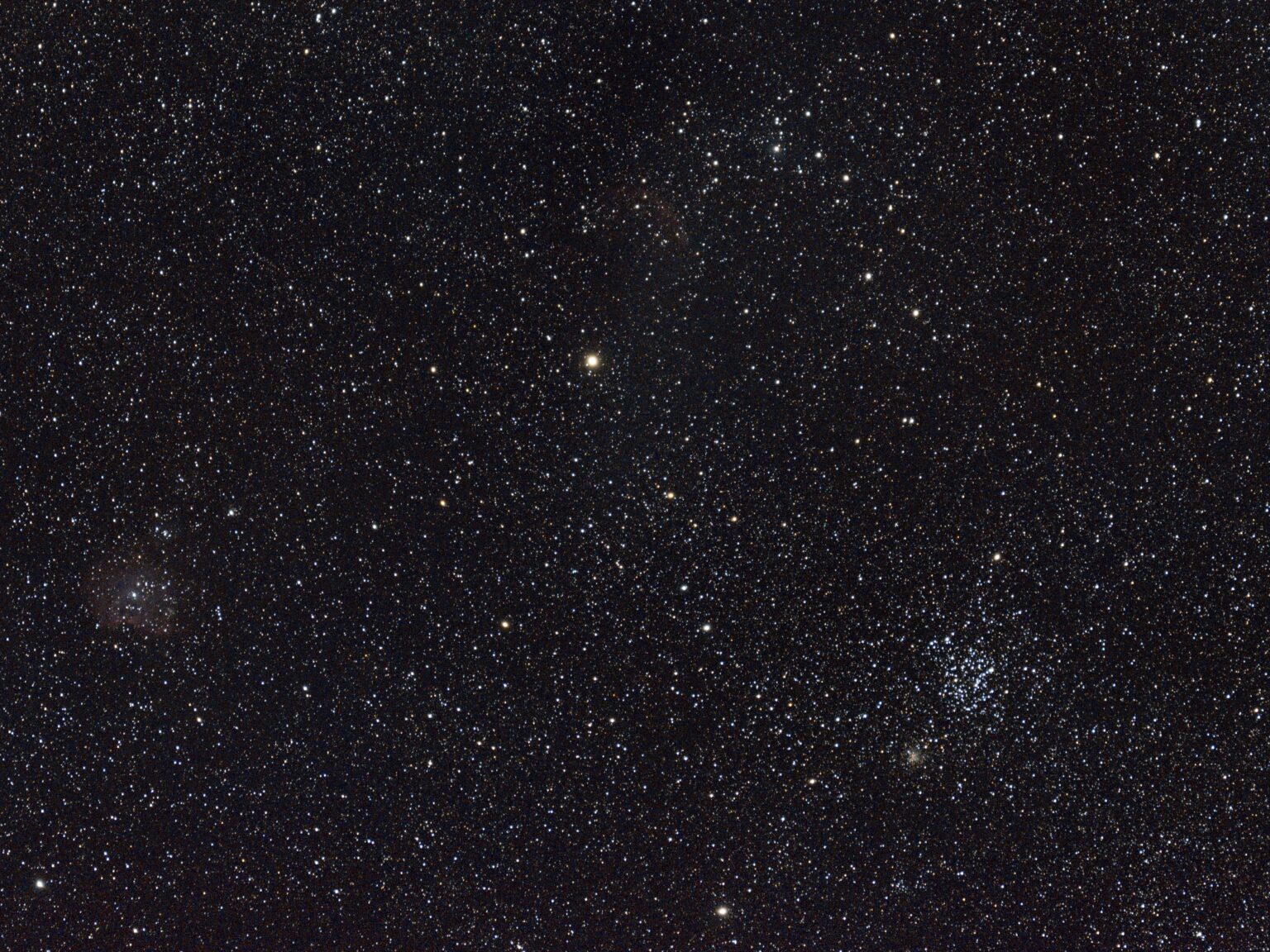 M35, Monkeyhead nebula, and a hint of Jellyfish Nebula