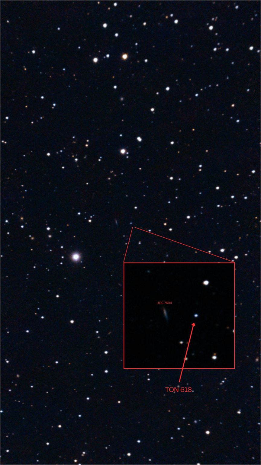 I photographed TON 618 – a black hole 66 billion times the mass of our Sun, 10.4 billion light years away
