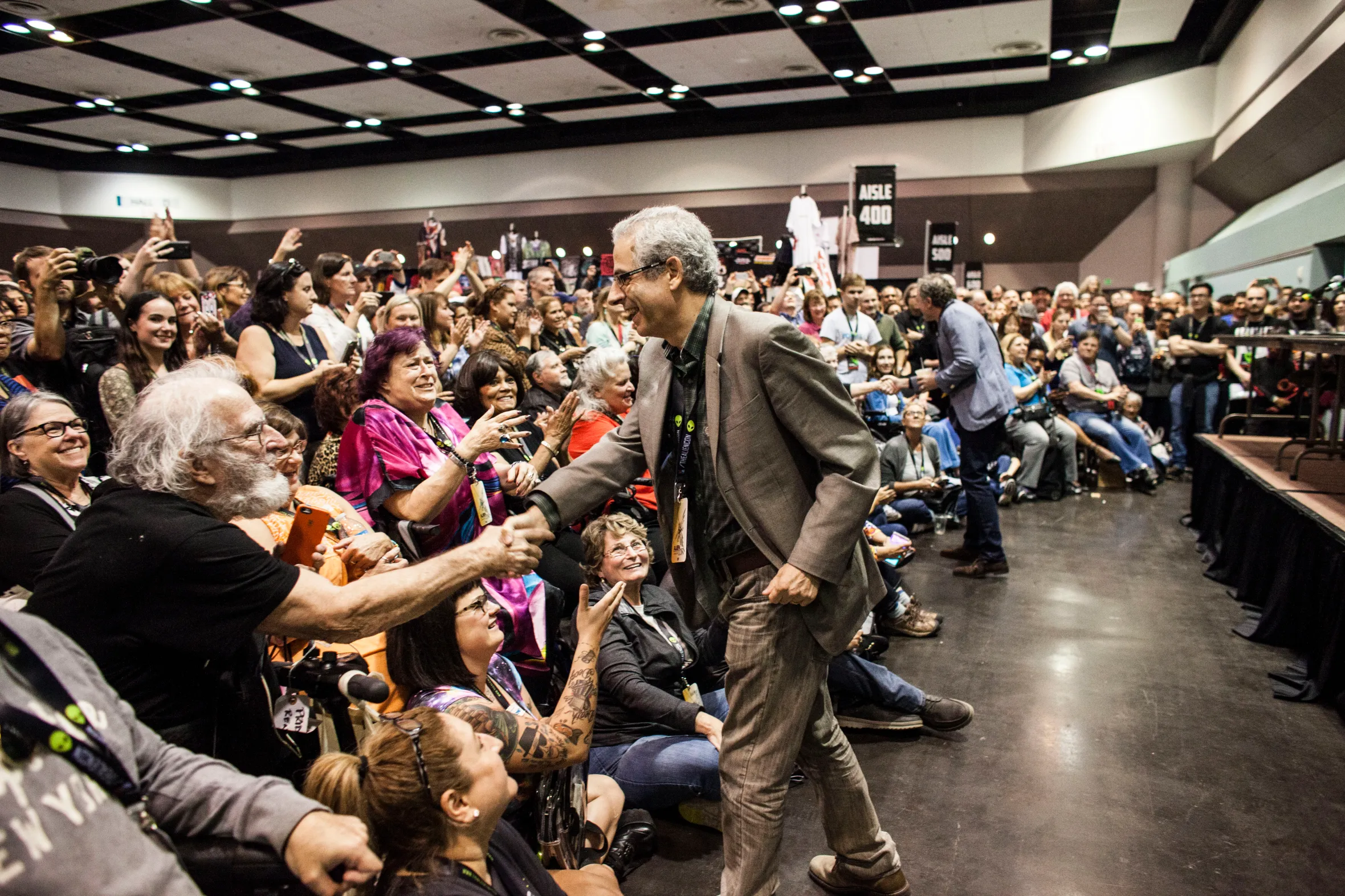 British journalist Nick Pope greets a large crowd at Alien Con 2016.