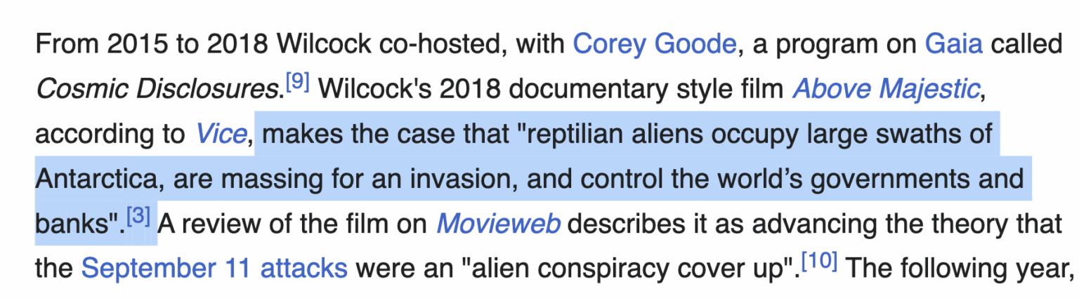 Oh FU*K...David Wilcock on Wikipedia - see highlight: