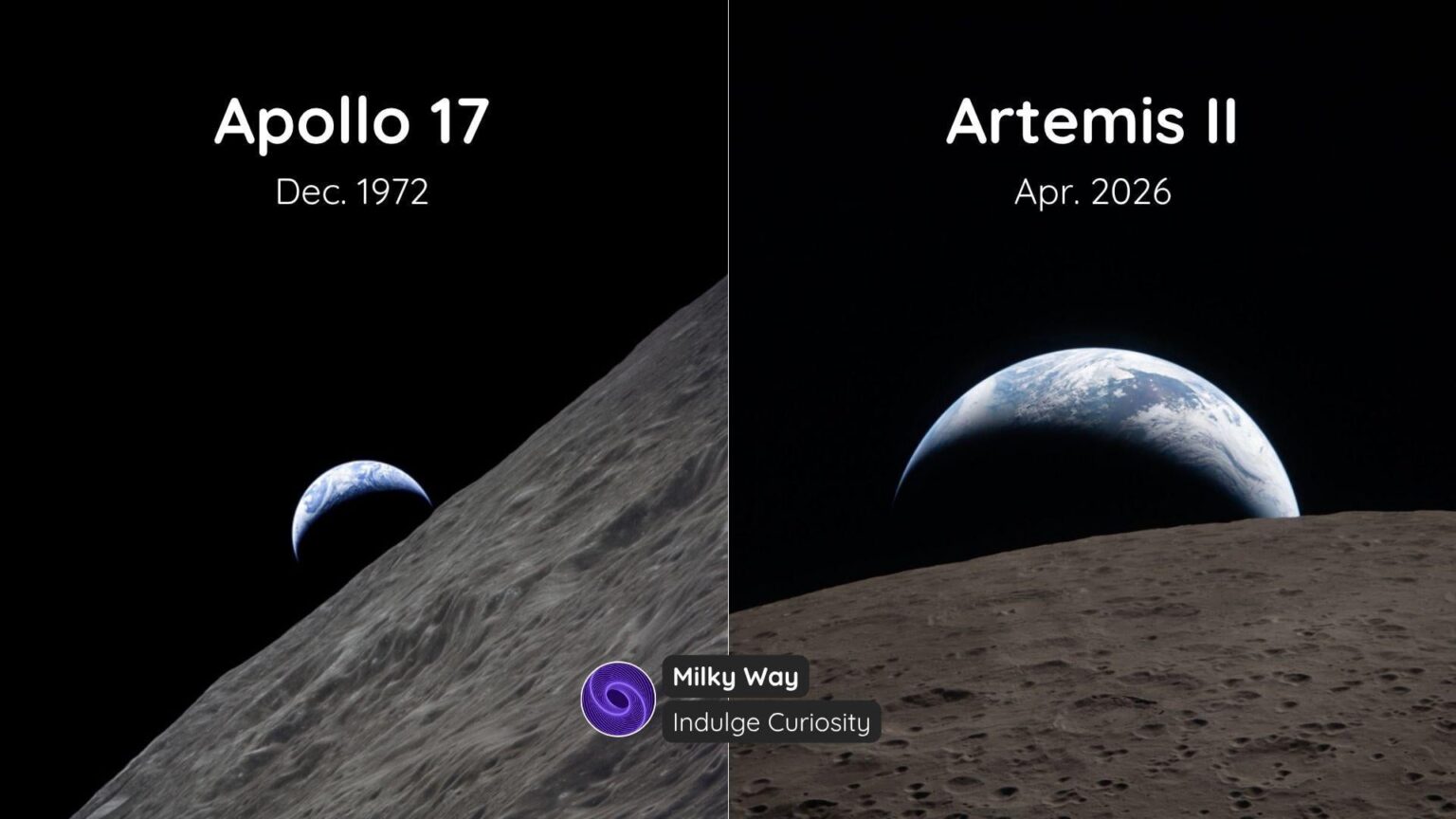 Earthrise (1972) and Earthset (2026)