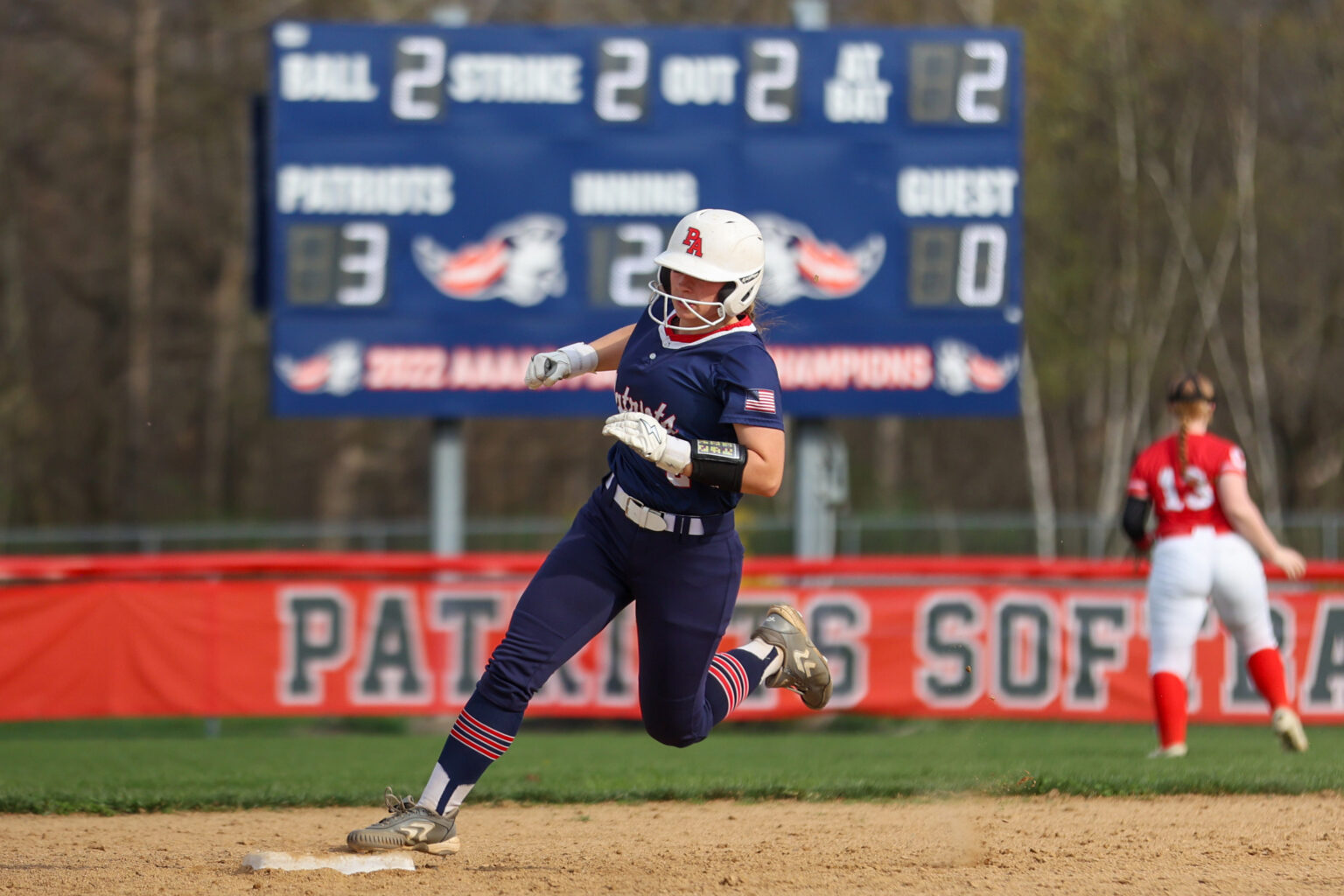 Pittston Area’s Samantha Herbert rounds second base during a softball...