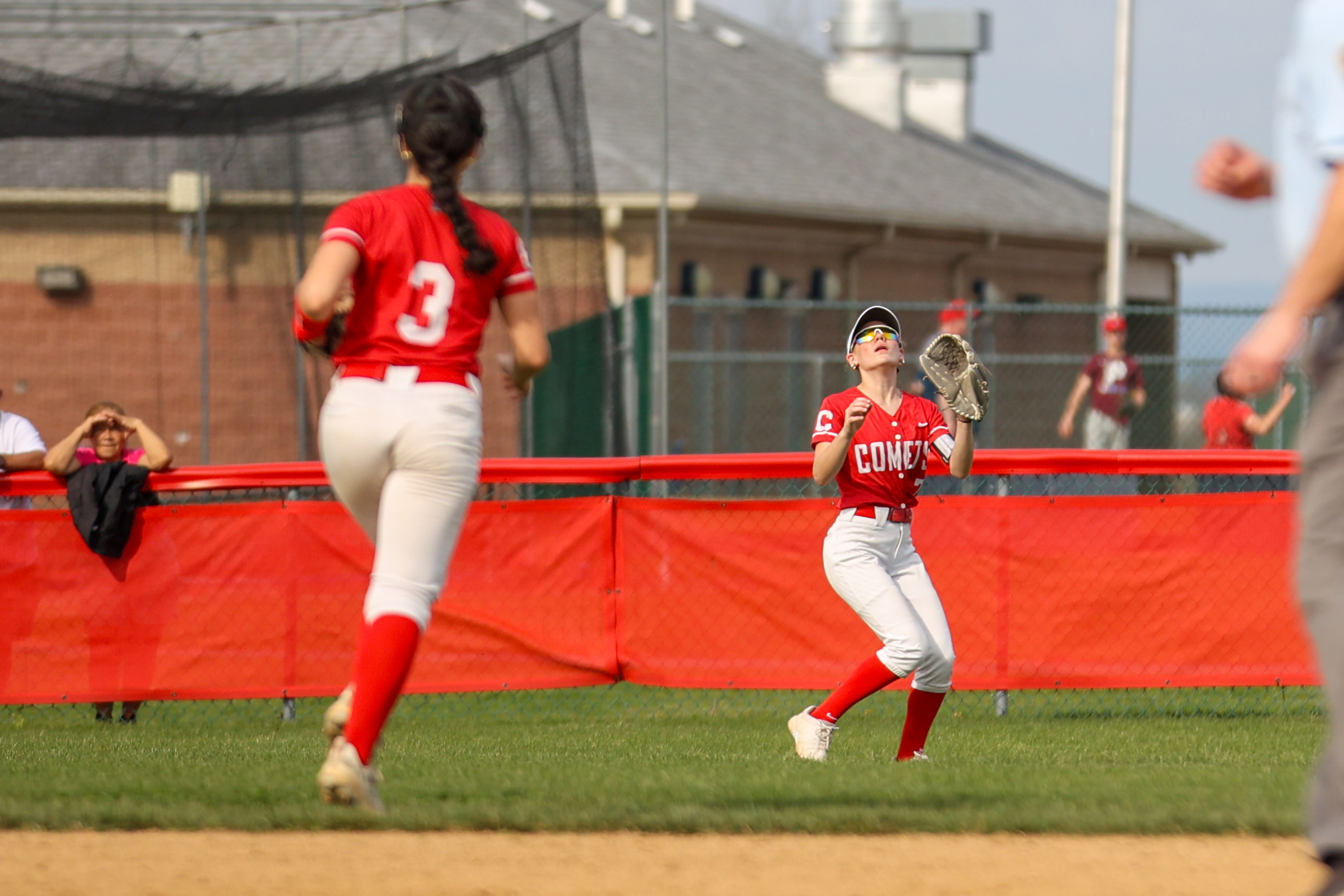 Crestwood’s Emmersyn Seltzer tracks a fly ball during a softball...