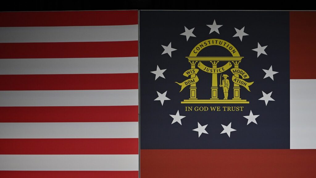A photo of the Georgia state flag.