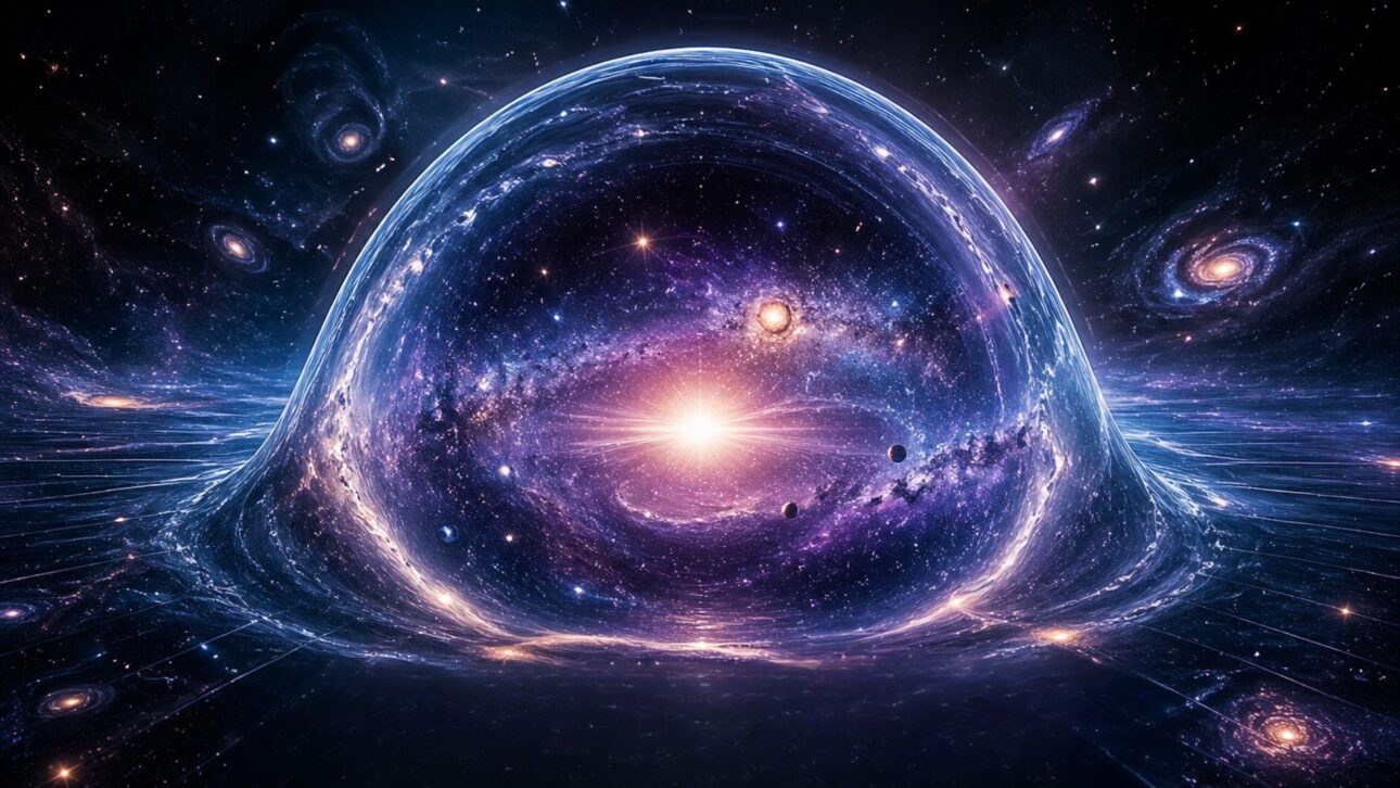 Estudo simula decaimento do falso vácuo e revela como o Universo poderia mudar abruptamente, com bolhas se expandindo à velocidade da luz.